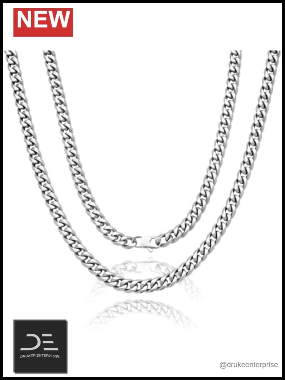 Pure Titanium Cuban Link Chain Necklace for Men 10.5mm Diamond Cut